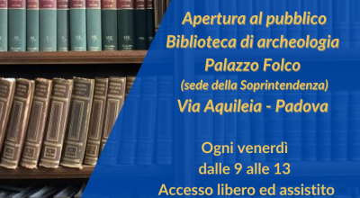 Apre al pubblico ogni venerdì la biblioteca di archeologia a Palazzo Folco a Padova, sede della Soprintendenza