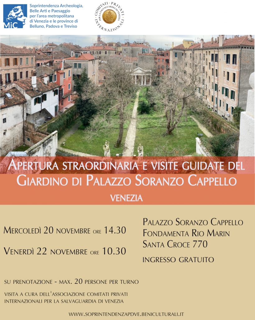 Visite guidate al giardino di Palazzo Soranzo Cappello a Venezia nel mese di novembre